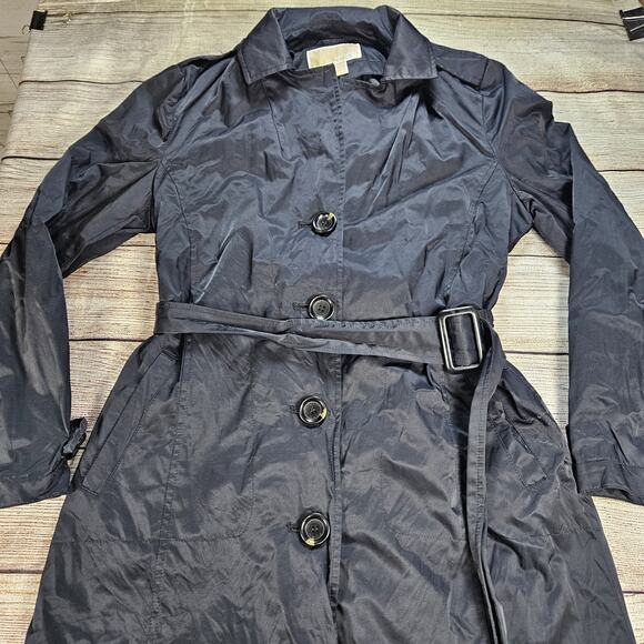 Michael Kors Belted Trench Pea Coat Women's Size PS Small Black - Picture 1 of 7